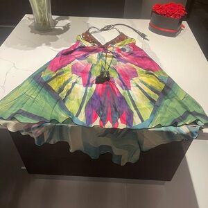 Kasha de Gelardo Multicolor Chiffon Halter Dress with Embellished Bodice –